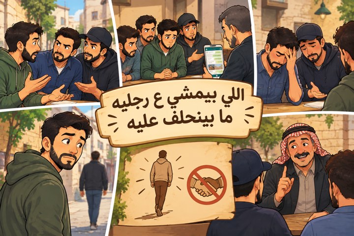 اللي بيمشي ع رجليه ما بينحلف عليه-اللهجة الفلسطينية الأردنية - قصة عربية