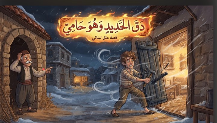 دق الحديد وهو حامي-اللهجة اللبنانية - قصة عربية