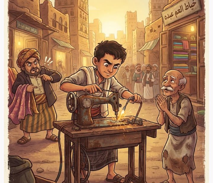 ماكينة عمّ عبده توقفت في ليلة العيد-اللهجة اليمنية - قصة عربية