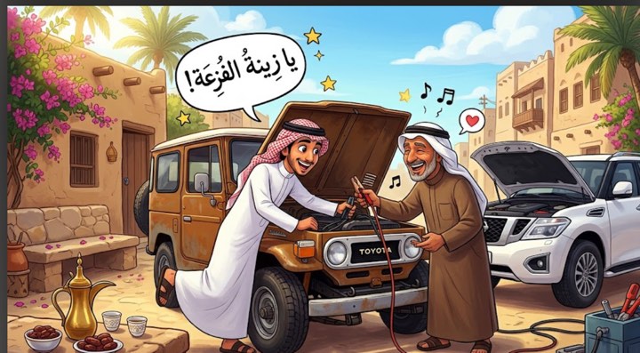 سالفة الفجرية وصحنة السيارة-اللهجة السعودية - قصة عربية